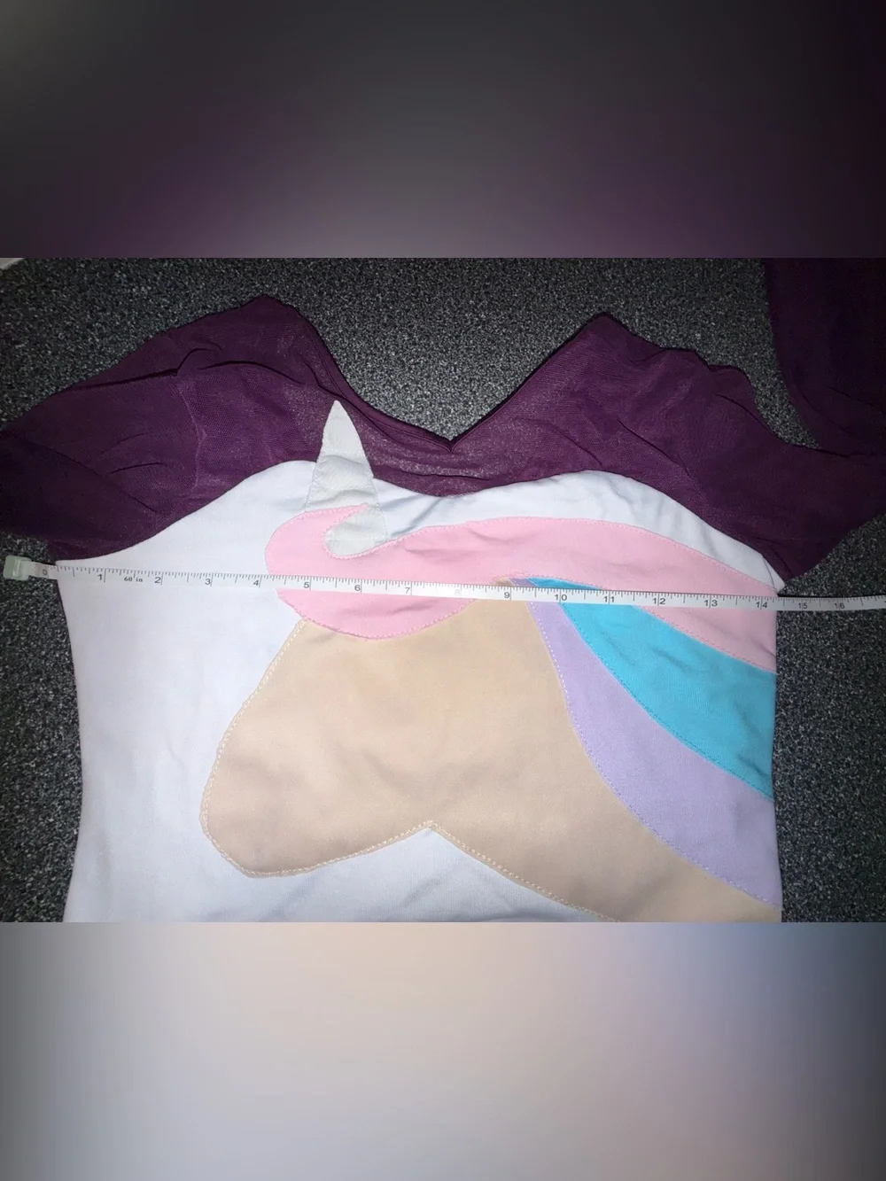 Tiger Friday Long-Sleeve Unicorn One-Piece Leotard in Plum Size Adult Medium